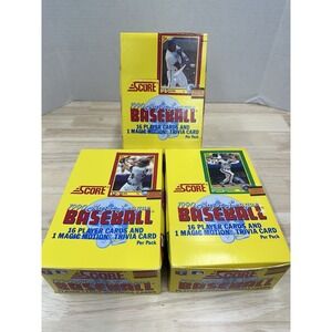 Lot of 3 - 1990 Score MLB Baseball Box 36 New/Sealed Packs - Open Box